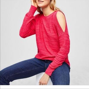 Ann Taylor Loft Cold Shoulder Sweater. Hot pink!